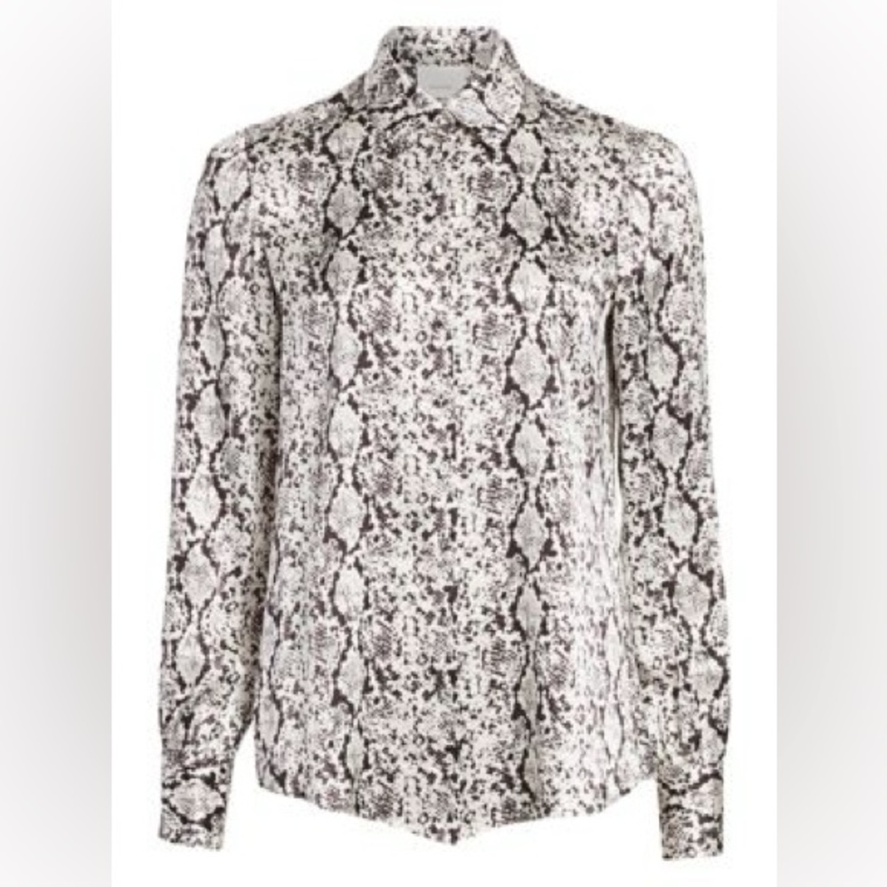 NWT Cinq a Sept Isha Python-Print Silk Shirt